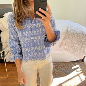 Blue and white zara top